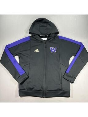Washington Huskies Adidas Team Issue Hoodie Men M Full Zip Sweatshirt AeroReady